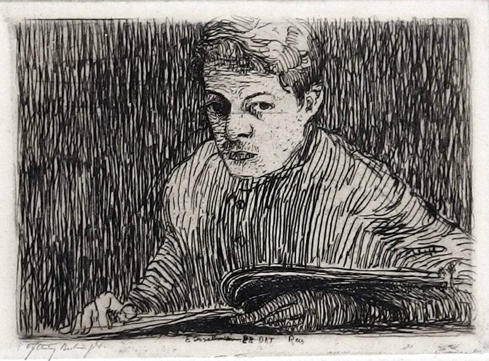 Ernst Isselmann (1885-1916), portrait, etching, Rees October 1908