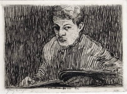 Ernst Isselmann (1885-1916), portrait, etching, Rees October 1908
