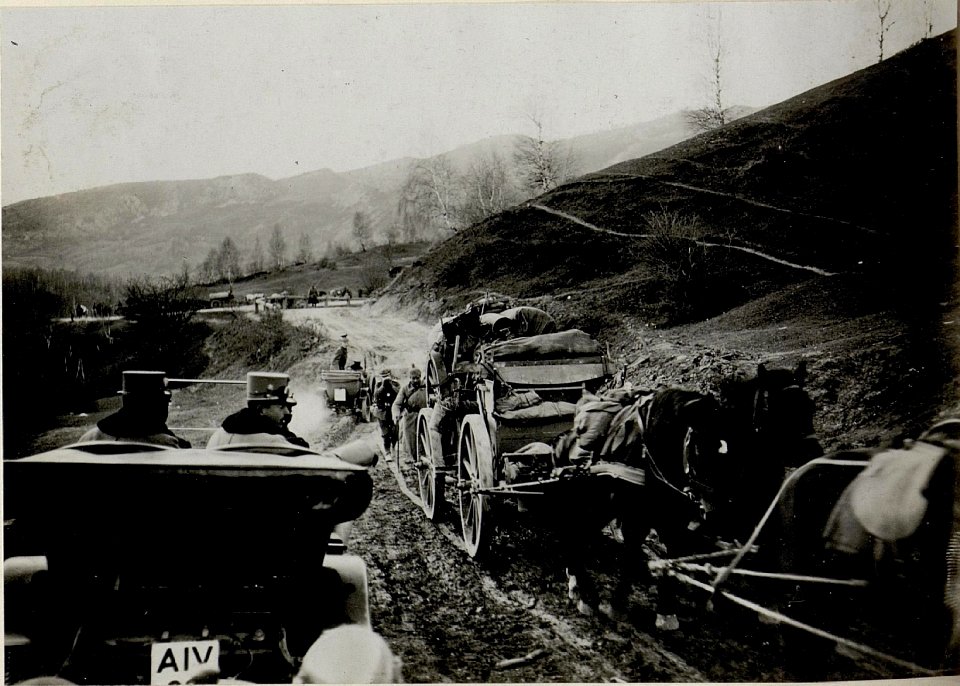 Erzherzog Karl begegnet einem Munitionstransport nach Petrozseny. 5.11.1916 (BildID 15549180)