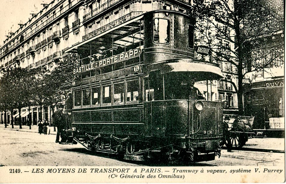 ES 2149 - LES MOYENS DE TRANSPORT A PARIS - Tramway à vapeur, système V. Purrey (CGO)