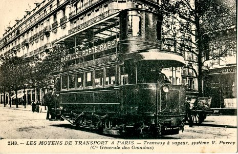 ES 2149 - LES MOYENS DE TRANSPORT A PARIS - Tramway à vapeur, système V. Purrey (CGO)
