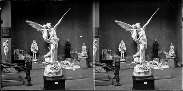 Escultures exposades al museu de reproduccions del Palau de Belles Arts de Barcelona per l'Exposició Universal de Barcelona del 1888 (AFCEC BORDAS D 4348)