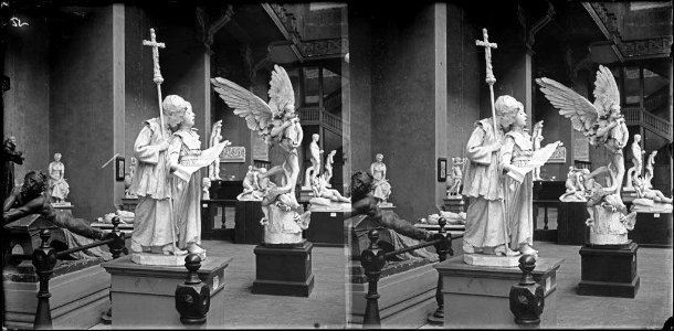 Escultures exposades al museu de reproduccions del Palau de Belles Arts de Barcelona per l'Exposició Universal de Barcelona del 1888 (AFCEC BORDAS D 4347)