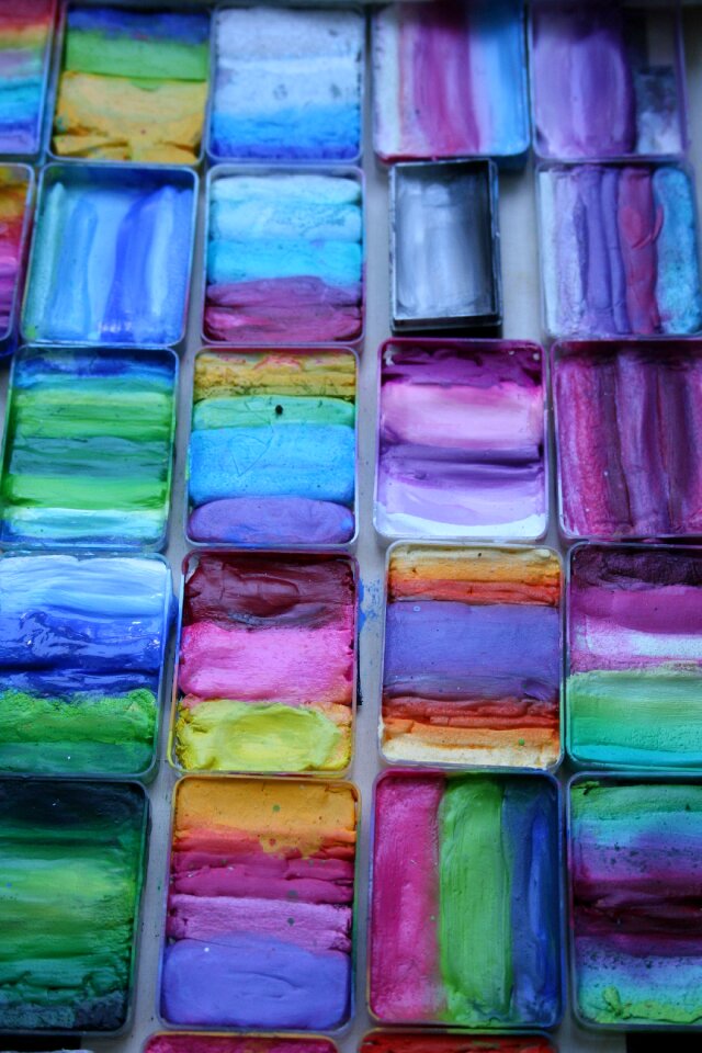 Color paint boxes various colors