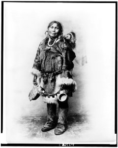 Eskimo mother dressed in fur clothing with baby on her back LCCN91794718