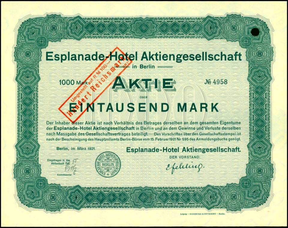 Esplanade-Hotel AG 1921