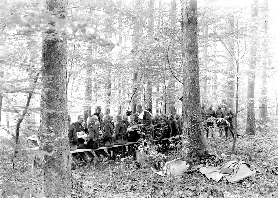 Esstisch für die Offiziere im Waldbiwak - CH-BAR - 3239607