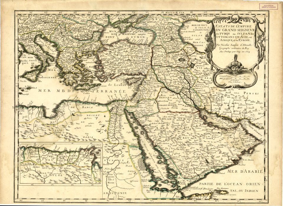 Estats de l'empire du Grand Seigneur des Turqs ou Sultan des Ottomans en Asie, en Afrique, et en Europe 1654
