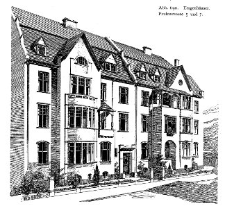 Etagenhäuser Paulusstraße 5 und 7 in Düsseldorf, entworfen vor 1904 von dem Düsseldorfer Architekten Thilo Schneider photo