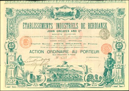Etabl. Industriels de Berdiansk John Greaves and Co 1900
