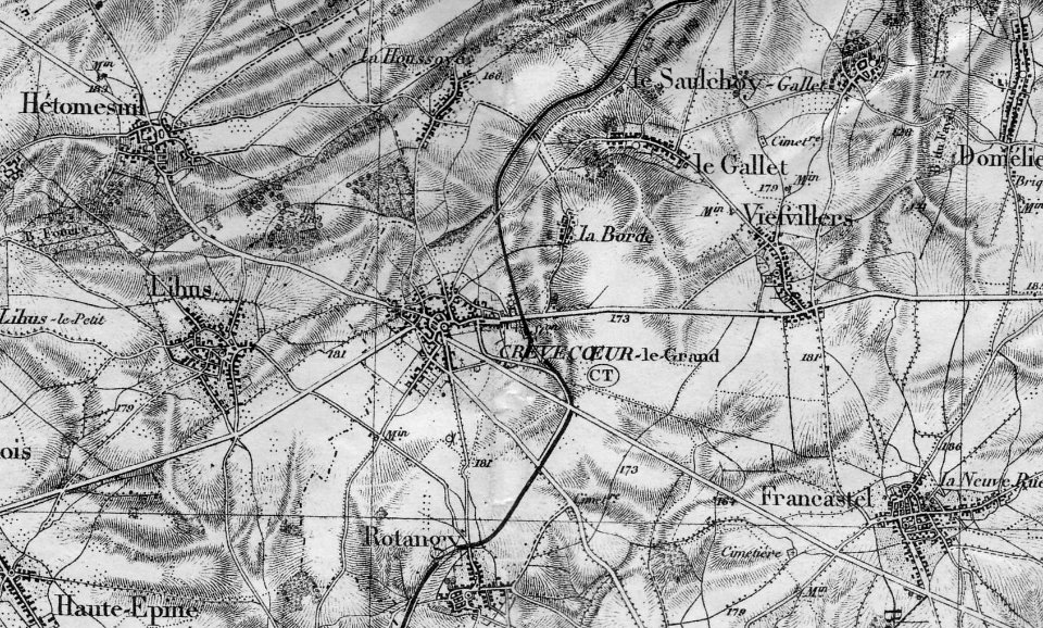 Etat-major 1885 Environs de Crèvecoeur le Grand