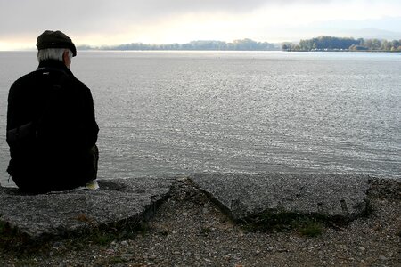 Lake haze loneliness photo