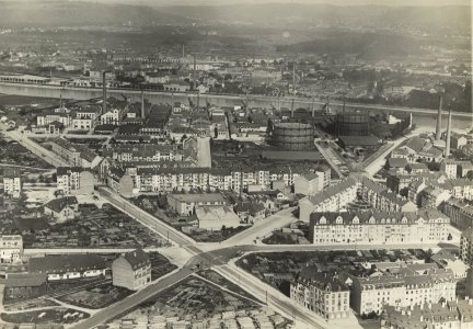 ETH-BIB-Basel, St. Johann, Lothringerplatz mit Gaswerk-Inlandflüge-LBS MH03-1593
