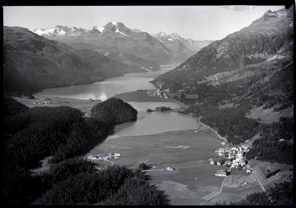 ETH-BIB-Champfèr, Silvaplana, Silvaplanersee, Bergelleralpen v. N. O. aus 2500 m-Inlandflüge-LBS MH01-007847