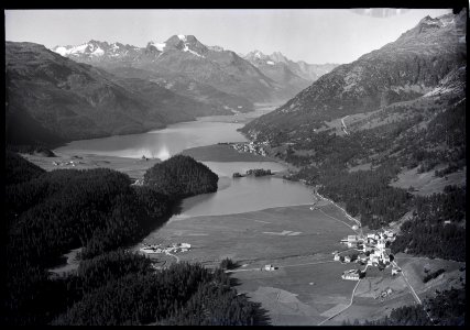 ETH-BIB-Champfèr, Silvaplana, Silvaplanersee, Bergelleralpen v. N. O. aus 2500 m-Inlandflüge-LBS MH01-007847