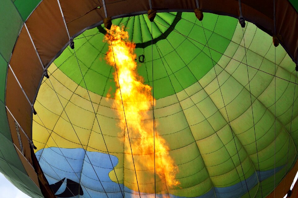 Hot air balloon rides burner interior view