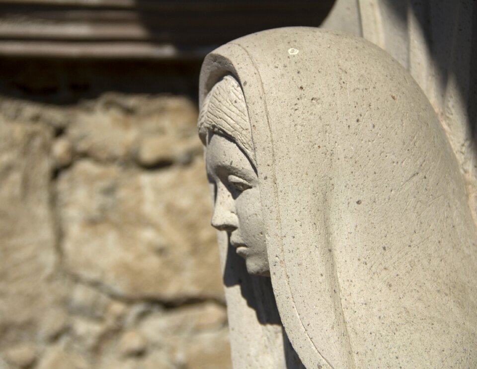Religious icon guadalupe sculpture