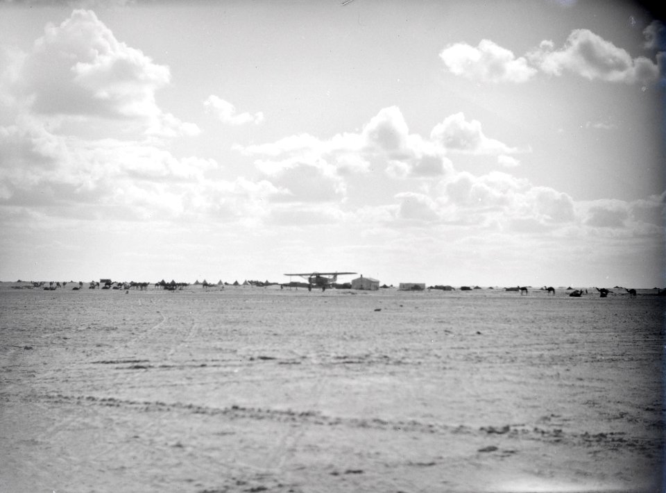 ETH-BIB-Flugzeug in der Wüste vor Zelten und Tieren-Tschadseeflug 1930-31-LBS MH02-08-1075