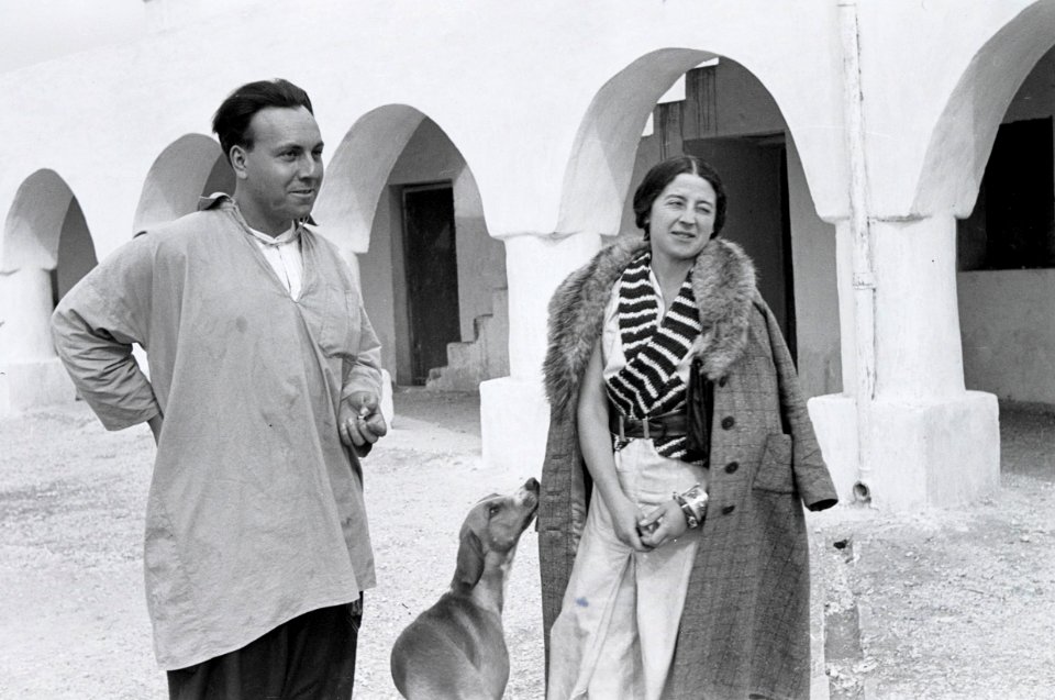 ETH-BIB-Frau und Mann mit Hund in Beni-Abbès-Nordafrikaflug 1932-LBS MH02-13-0192