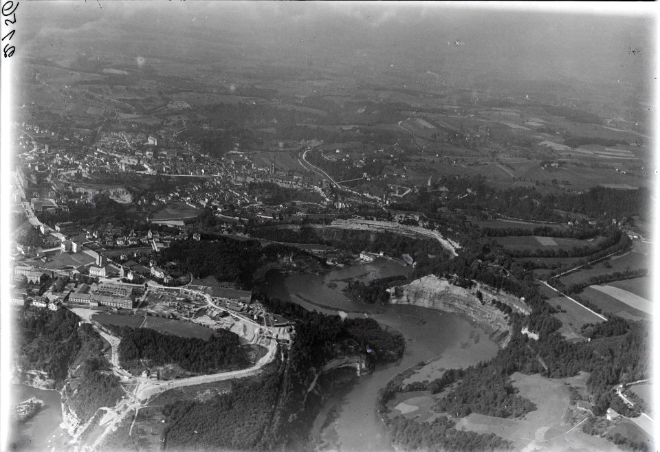 ETH-BIB-Fribourg, Übersicht, Lac de Pérolles v. S. aus 500 m-Inlandflüge-LBS MH01-002156