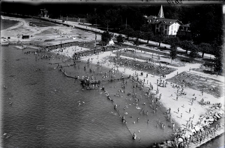ETH-BIB-Genf = Genève, Les Eaux-Vives plage, Strandbad aus 30 m-Inlandflüge-LBS MH01-002079