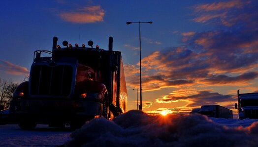 Sunset transportation truck photo