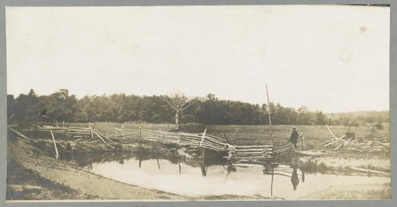 Gettysburg, Pa. July 1863. Battlefield of Gettysburg. Woods on left of Chambersburg Pike in which Archers Brigade was captured. (Also called the Wheat Field). Brady the photographer is shown LCCN2012647718