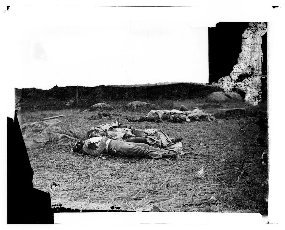 Gettysburg, Pennsylvania. Confederate soldiers as they fell near the center of the battlefield LOC cwpb.00850