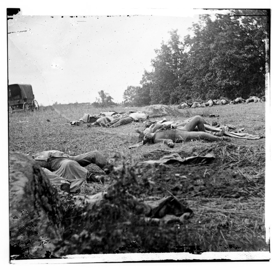 Gettysburg, Pa. Confederate dead gathered for burial at the edge of the Rose woods, July 5, 1863 LOC cwpb.00883
