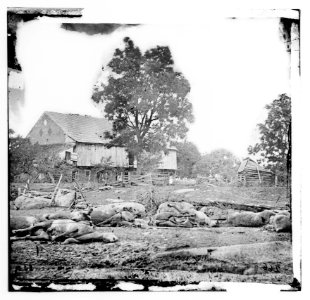 Gettysburg, Pennsylvania. View at Trostle's barn where the 9th Massachusetts Battery was cut up LOC cwpb.00906