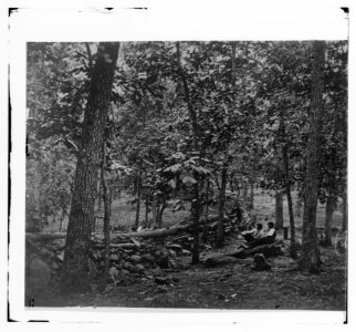 Gettysburg, Pennsylvania. Federal breastworks in the wods on Culp's Hill LOC cwpb.01644