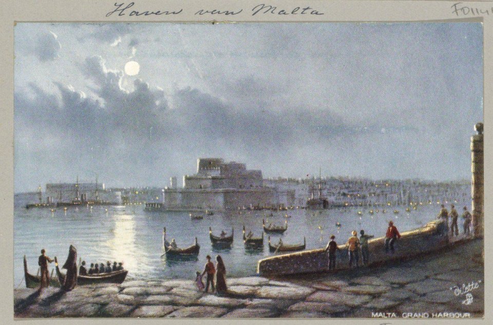 Gezicht op de Grand Harbour in Valletta Malta, Grand Harbour (titel op object), RP-F-F01141-L