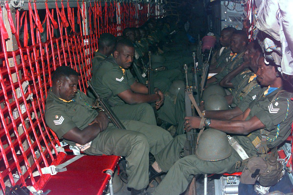Ghana ECOMOG troops transported in USAF C-130