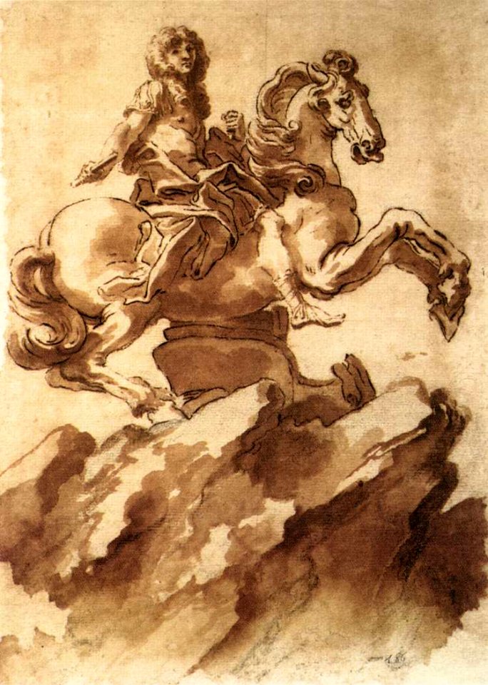 Gianlorenzo Bernini - Study for an Equestrian Statue of Loius XIV - WGA02055
