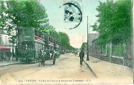 GI 1411 - PANTIN - La Rue de Paris et la Station des Tramways photo