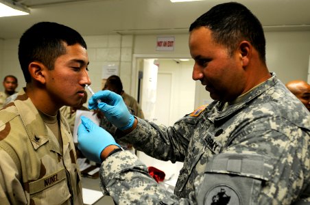 GI gets a nasal flu vaccination at Guantanamo