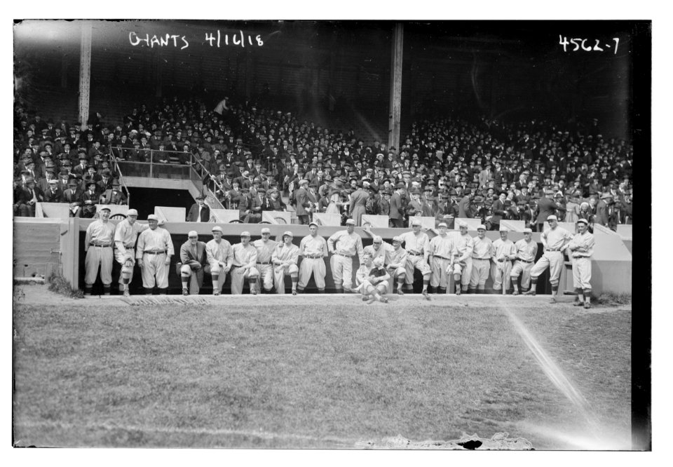 Giants in front of dugout, 4-16-18 LCCN2014706843