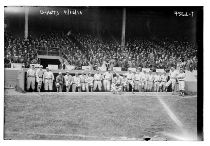 Giants in front of dugout, 4-16-18 LCCN2014706843
