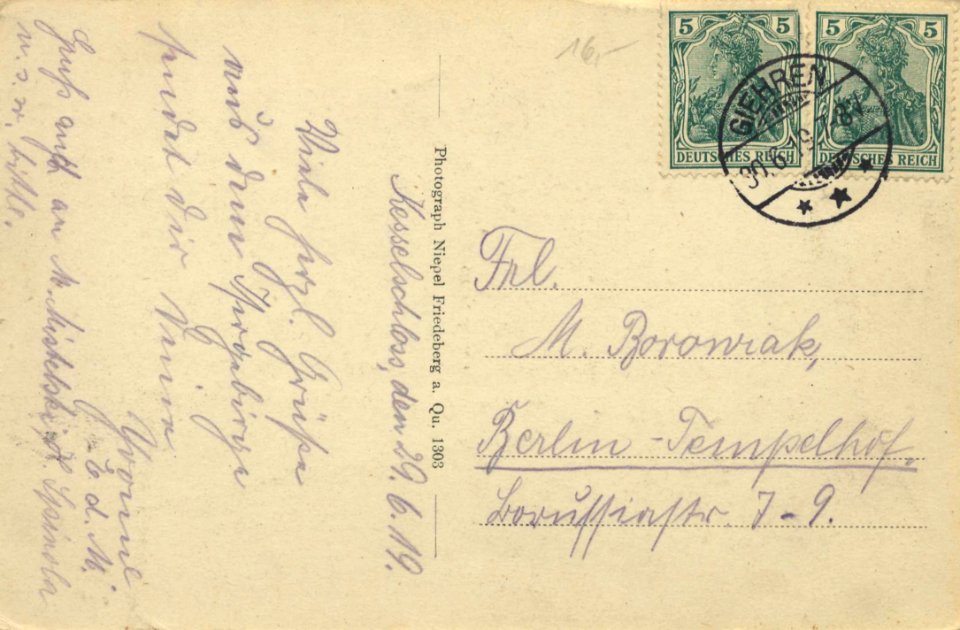 Giehren, Schlesien - Gräfliches Schloss (back) (Zeno Ansichtskarten)
