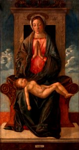 Giovanni Bellini - Madonna in trono che adora il Bambino dormiente