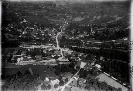 ETH-BIB-Kirchberg mit Bahnhof und Dampfeisenbahn-Inlandflüge-LBS MH01-002205