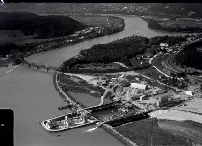 ETH-BIB-Klingnau, Kraftwerk an der Aare im Bau-Inlandflüge-LBS MH03-0465