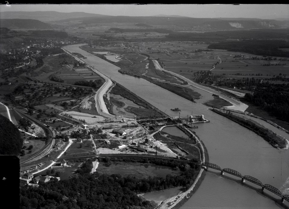 ETH-BIB-Klingnau, Kraftwerk an der Aare im Bau-Inlandflüge-LBS MH03-0468