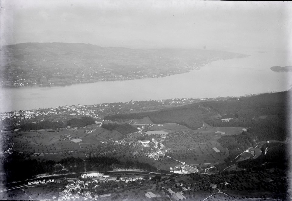 ETH-BIB-Langnau am Albis , Gattikon, Thalwil, Zürichsee v. S. W. aus 1000 m-Inlandflüge-LBS MH01-004159
