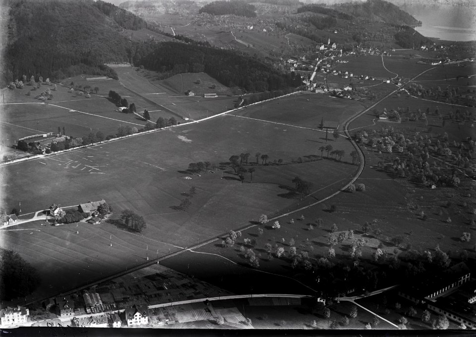 ETH-BIB-Luzern, Flugplatz-Allmend-Sternmatt, Horw v. N. aus 600 m-Inlandflüge-LBS MH01-004118