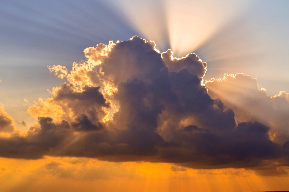 Sunbeam sky clouds nature