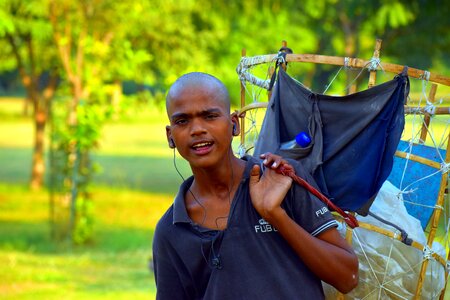 Street vendor papadum seller young man