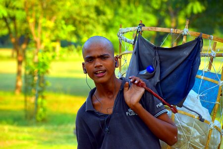 Street vendor papadum seller young man photo