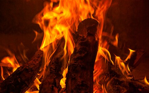Fireplace wood heating photo