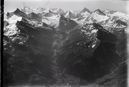 ETH-BIB-Val de Zinal, Zinalgletscher, Val de Moiry, Weisshorn, Besso, Cervin v. N. aus 5000 m-Inlandflüge-LBS MH01-001052